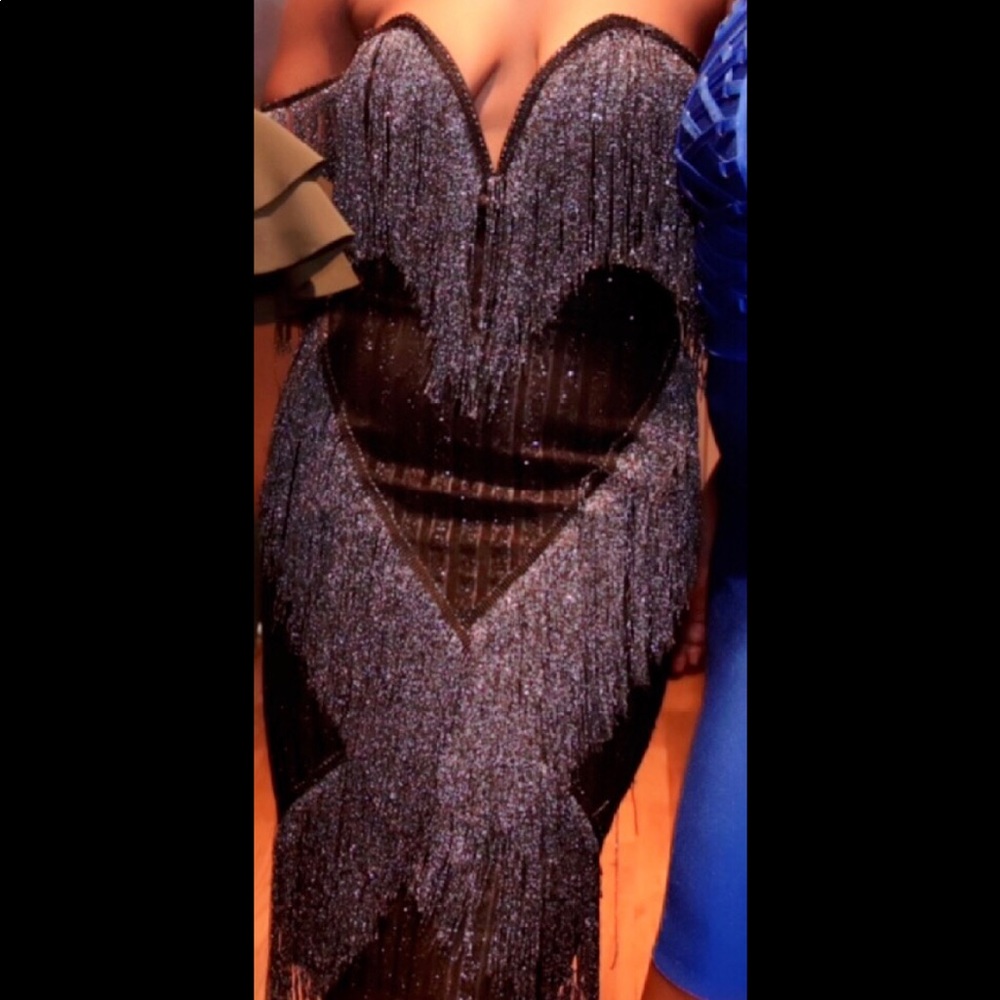 Strapless black and silver occasional dress